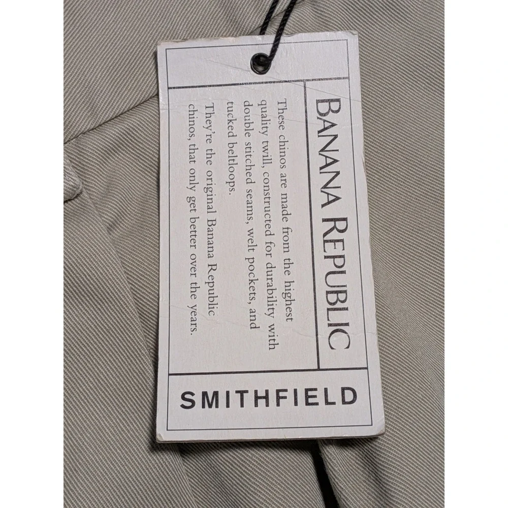 NWT VTG Banana Republic Men's Tan Smithfield Chino Pleated Cuff Pants Size 36x34